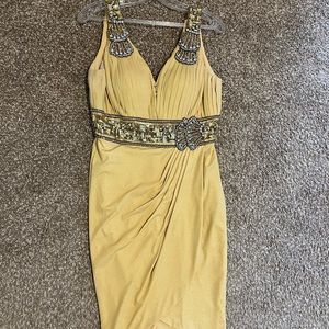 Gold short beaded strap dress